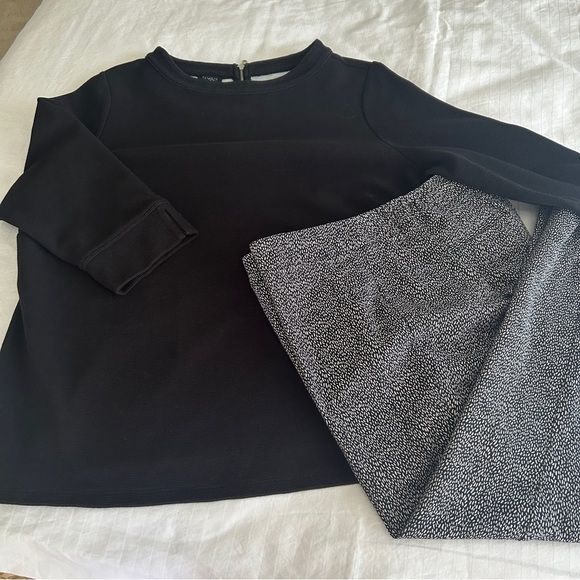 Talbots Chatham Ankle Pants Black and White Falling Lines Print size 16W Petite - Picture 16 of 16